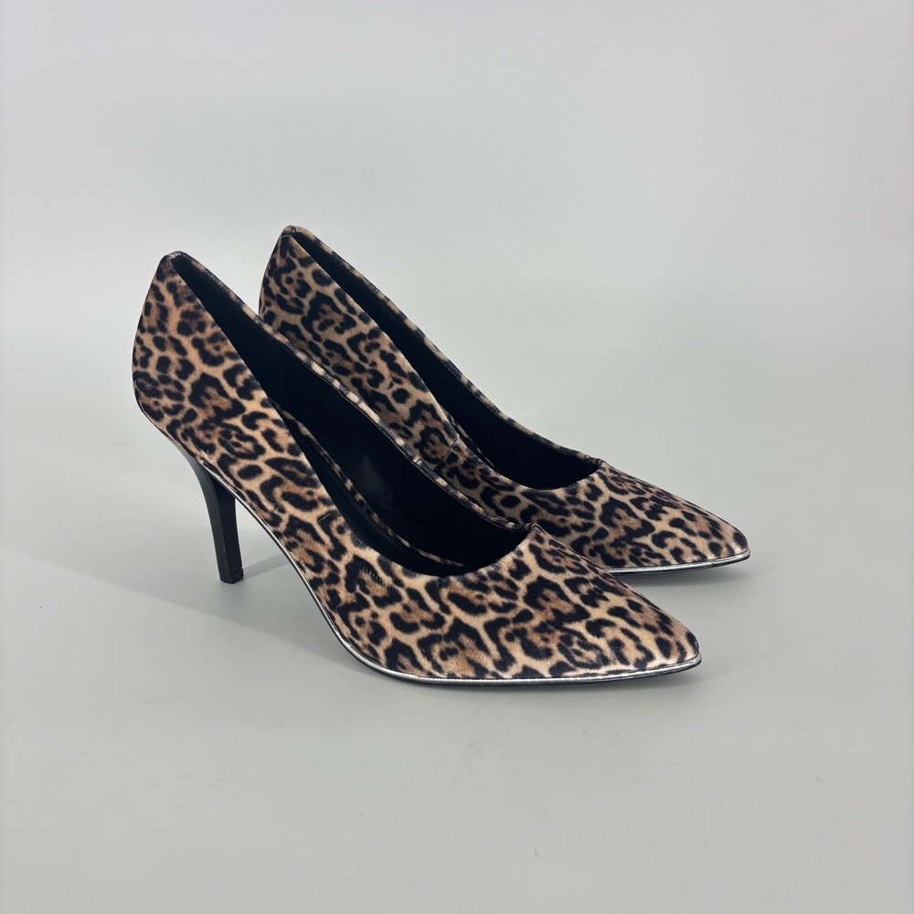DKNY Preston Pump Leopard Print Women Size 8.5 Pointed Toe Stiletto Heel Brown